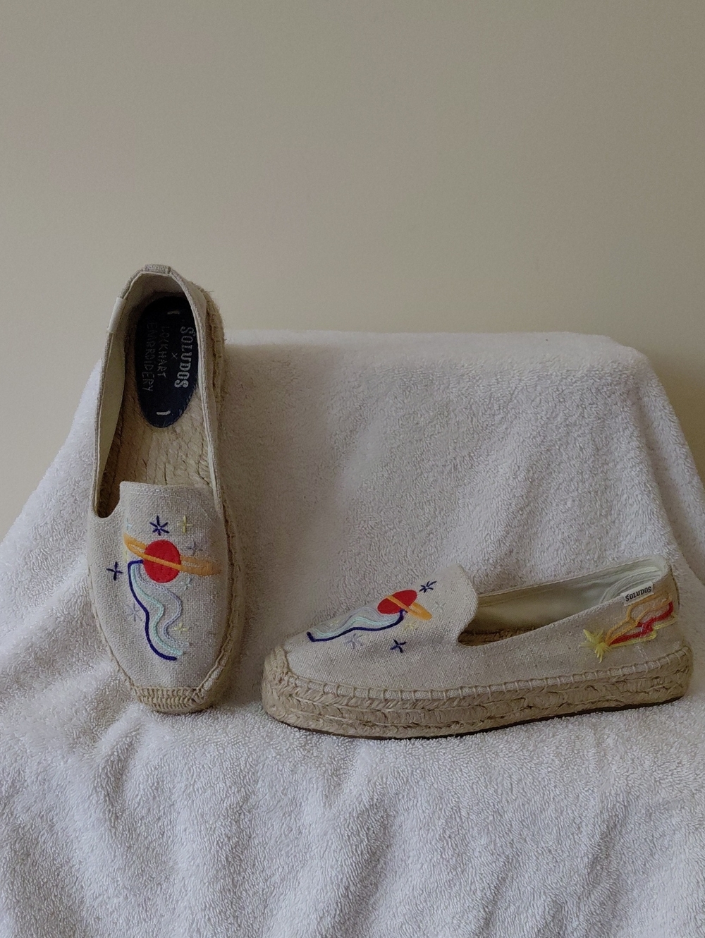 Soludos Women's Embroidered Espadrille Slip-On - Cream with Multicolor Accents